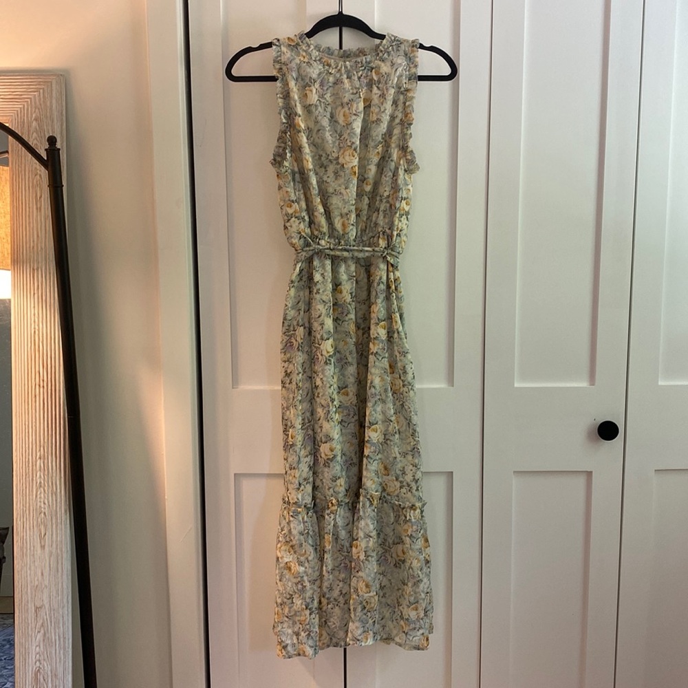 Green floral maxi dress